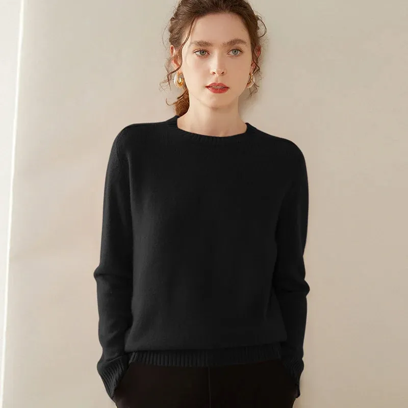 100% Cashmere Sweater 2023 Winter New Ladies Tops Solid Soft Warm Base Pullover Women Sweater Female Thicken Casual Knit Jumper