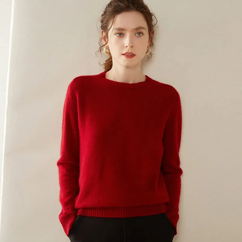 100% Cashmere Sweater 2023 Winter New Ladies Tops Solid Soft Warm Base Pullover Women Sweater Female Thicken Casual Knit Jumper