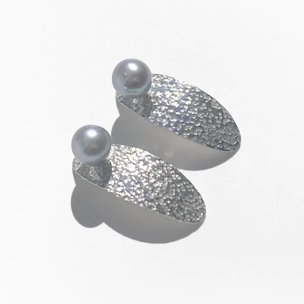 2 Earring Jacket Sets with Pearl Studs Designed with 14 Karat Gold and Argentium Silver