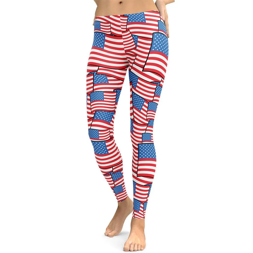 American Flag Pattern Leggings