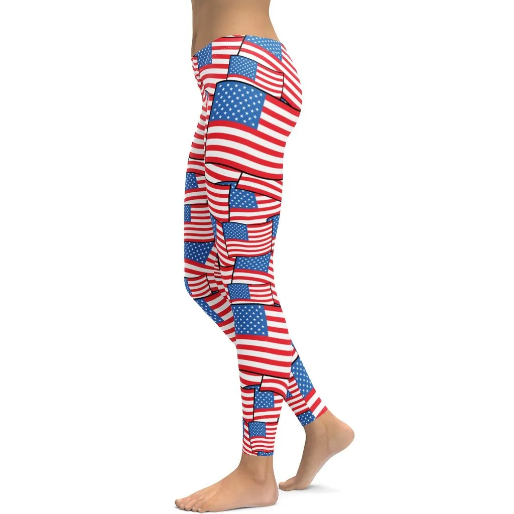 American Flag Pattern Leggings