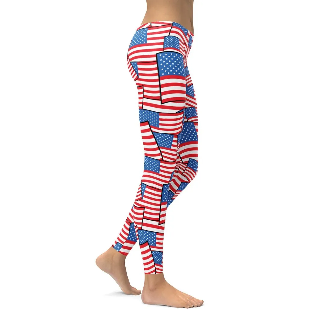 American Flag Pattern Leggings