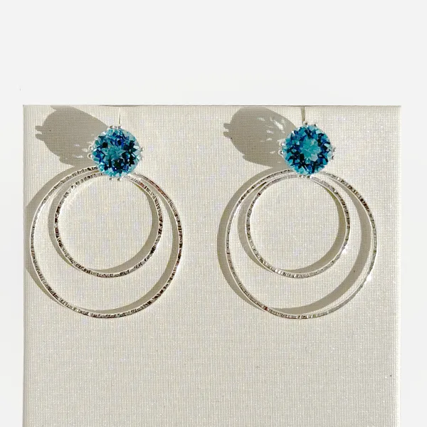 Argentium Silver Round Hoop Earring Jacket Set