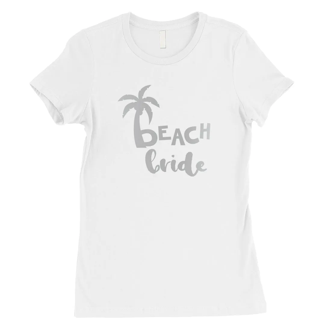 Beach Bride Babe Palm Tree-SILVER Womens T-Shirt Chic Modern Nice