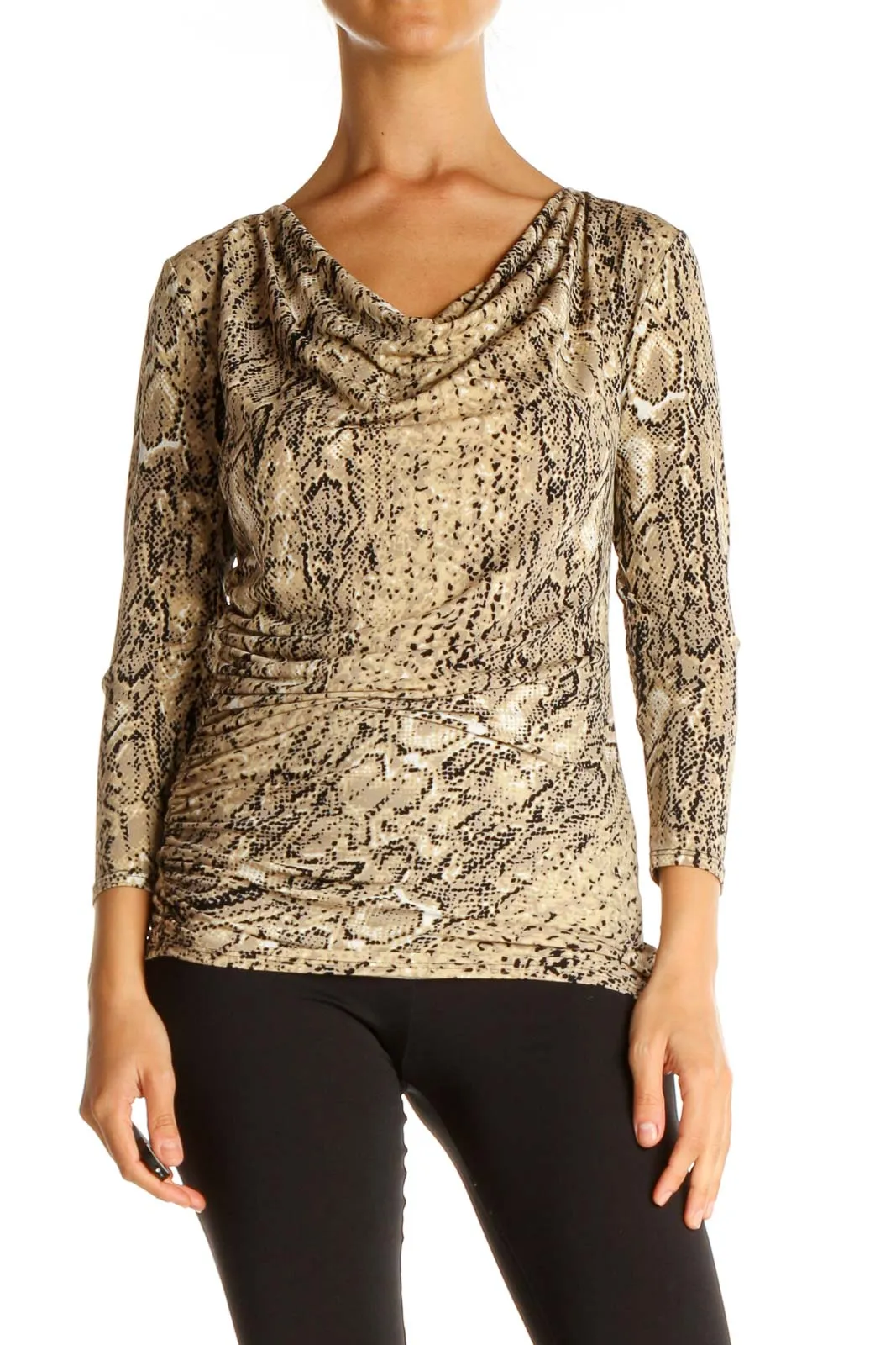 Beige Animal Print Chic Blouse