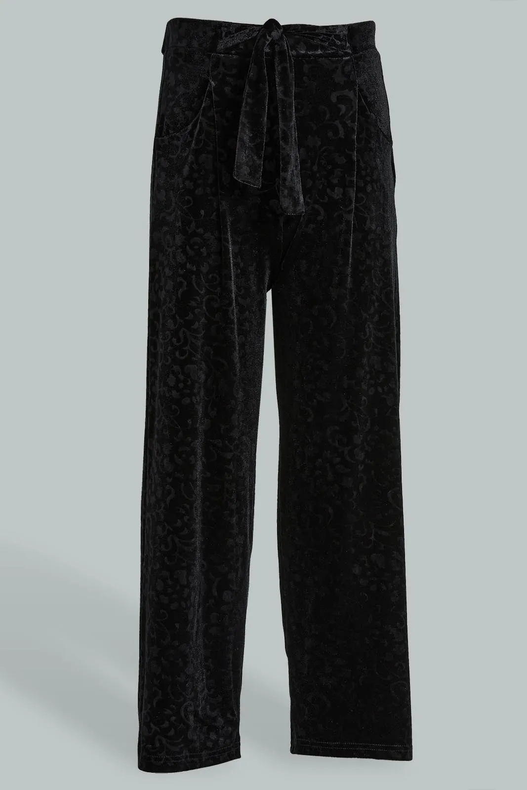 Black Wide Leg Velvet Culotte