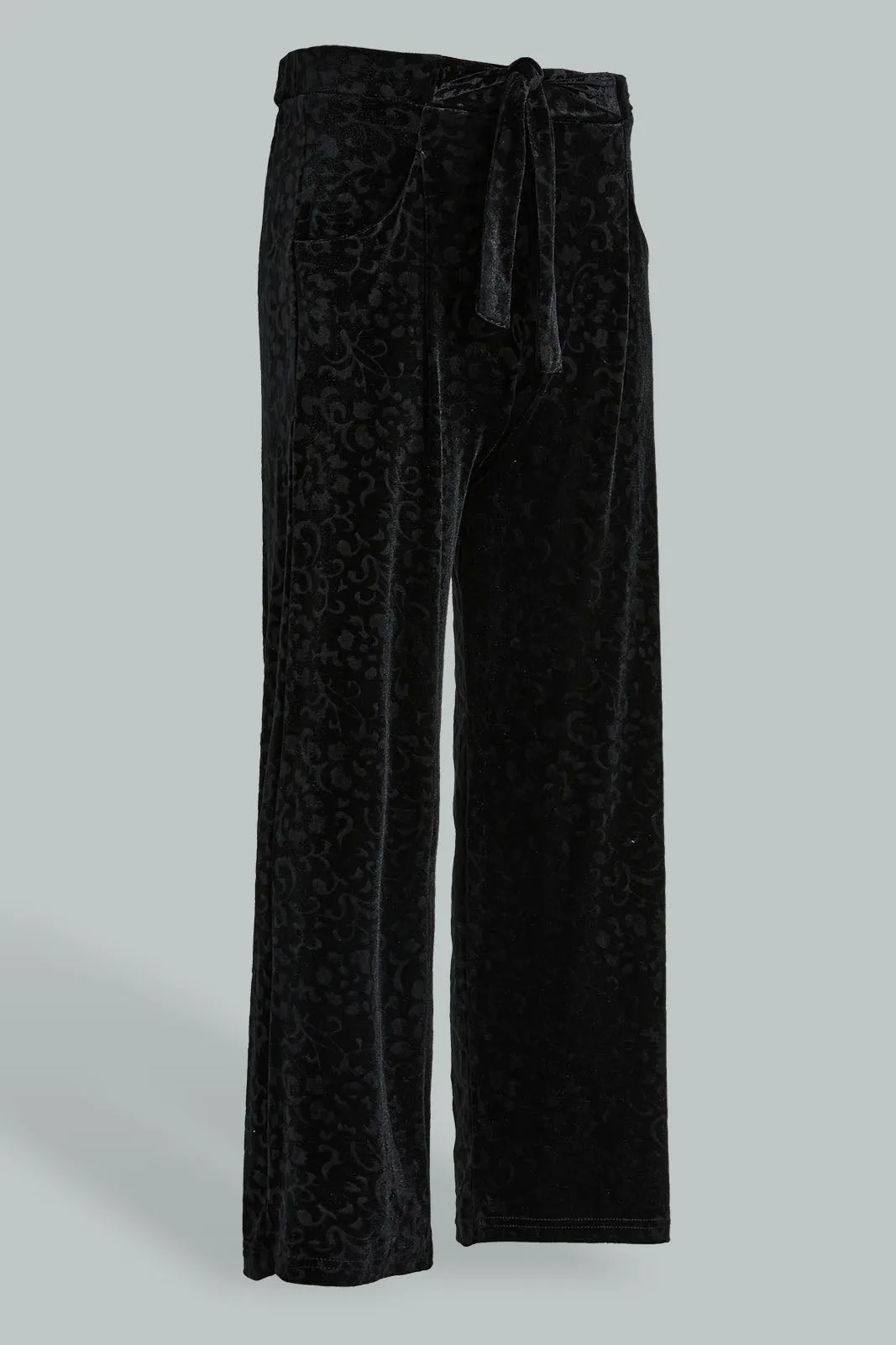 Black Wide Leg Velvet Culotte