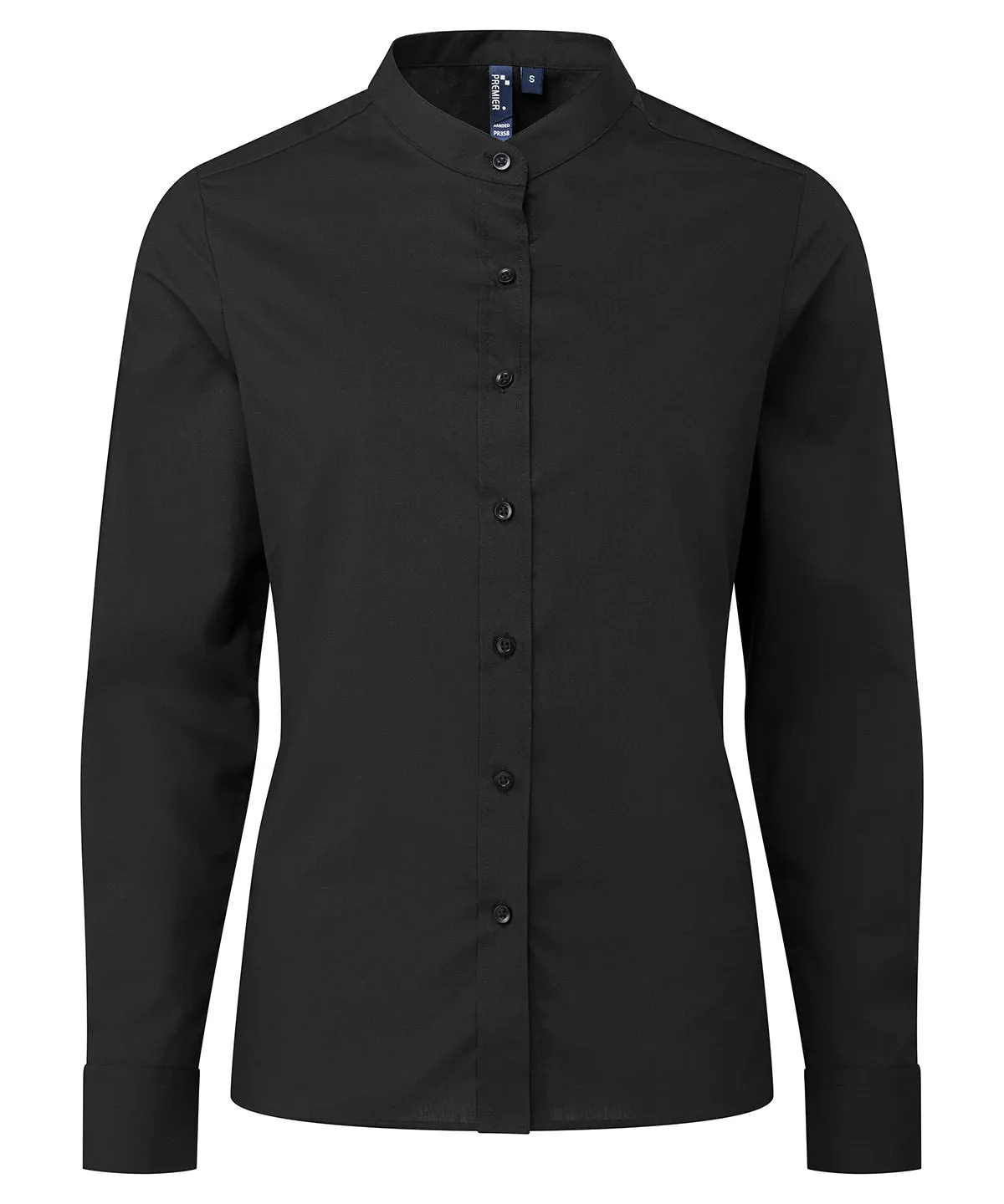 Black - Women's banded collar 'grandad' shirt