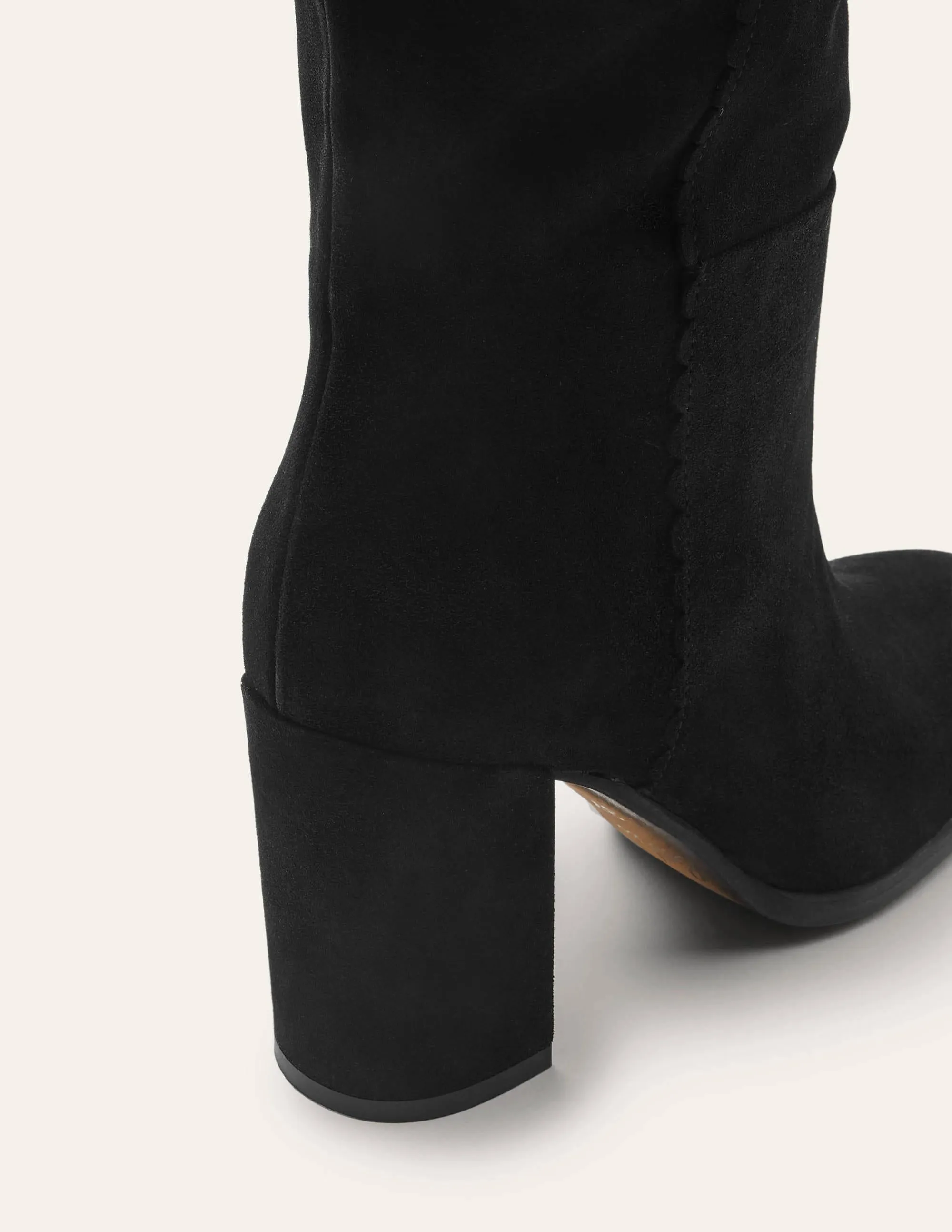 Block Heel Knee High Boots-Black