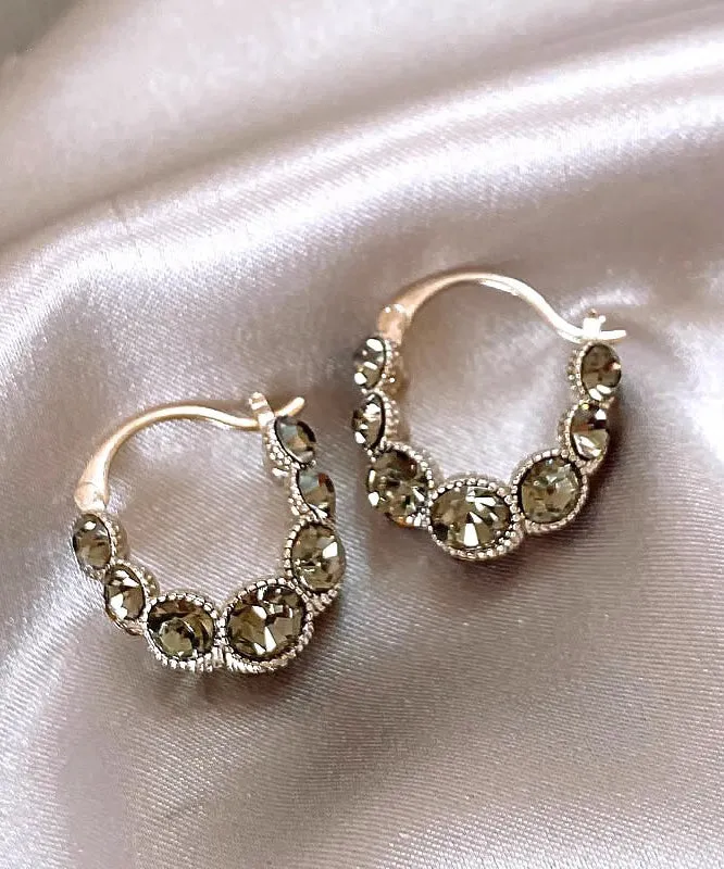 Boutique Copper Alloy Zircon Hoop Earrings QQ064