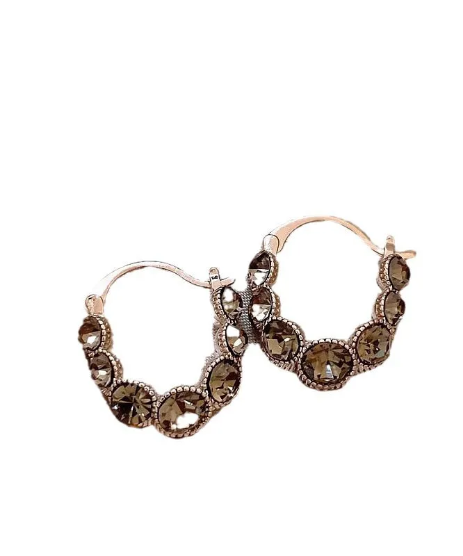 Boutique Copper Alloy Zircon Hoop Earrings QQ064