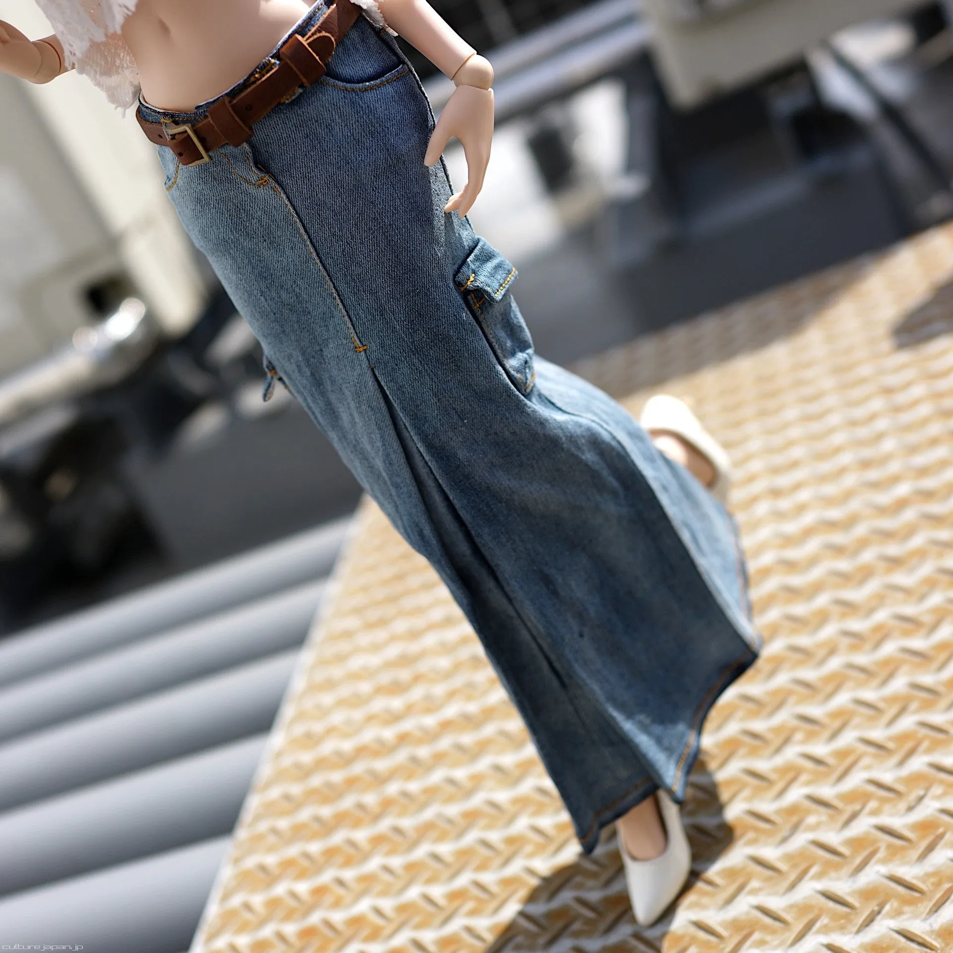 Box Pleat Denim Skirt