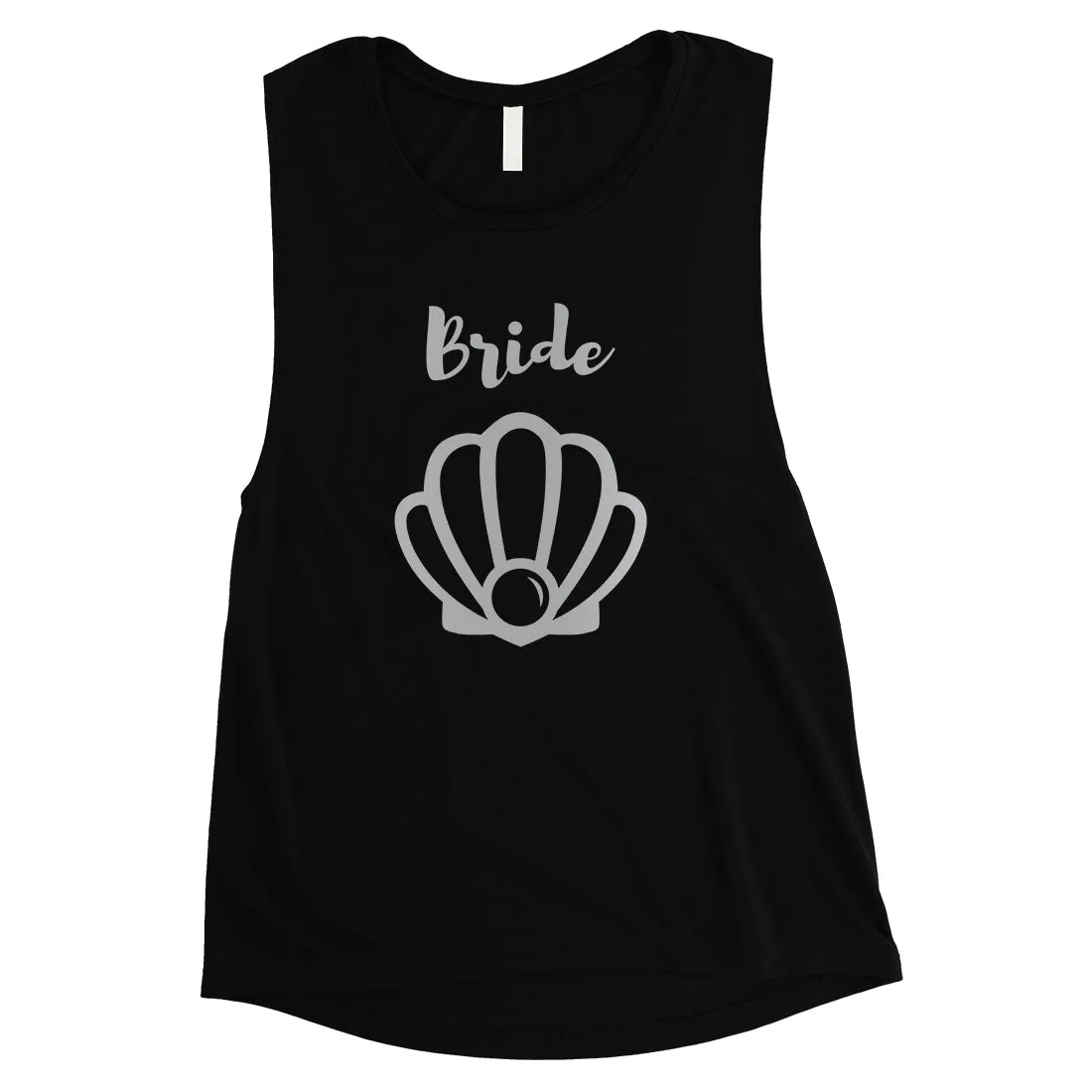 Bride Mermaid Seashell-SILVER Womens Muscle Tank Top Modern Chic