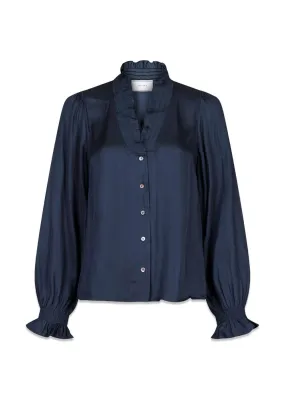 Brielle Satin Blouse - Midnight Blue