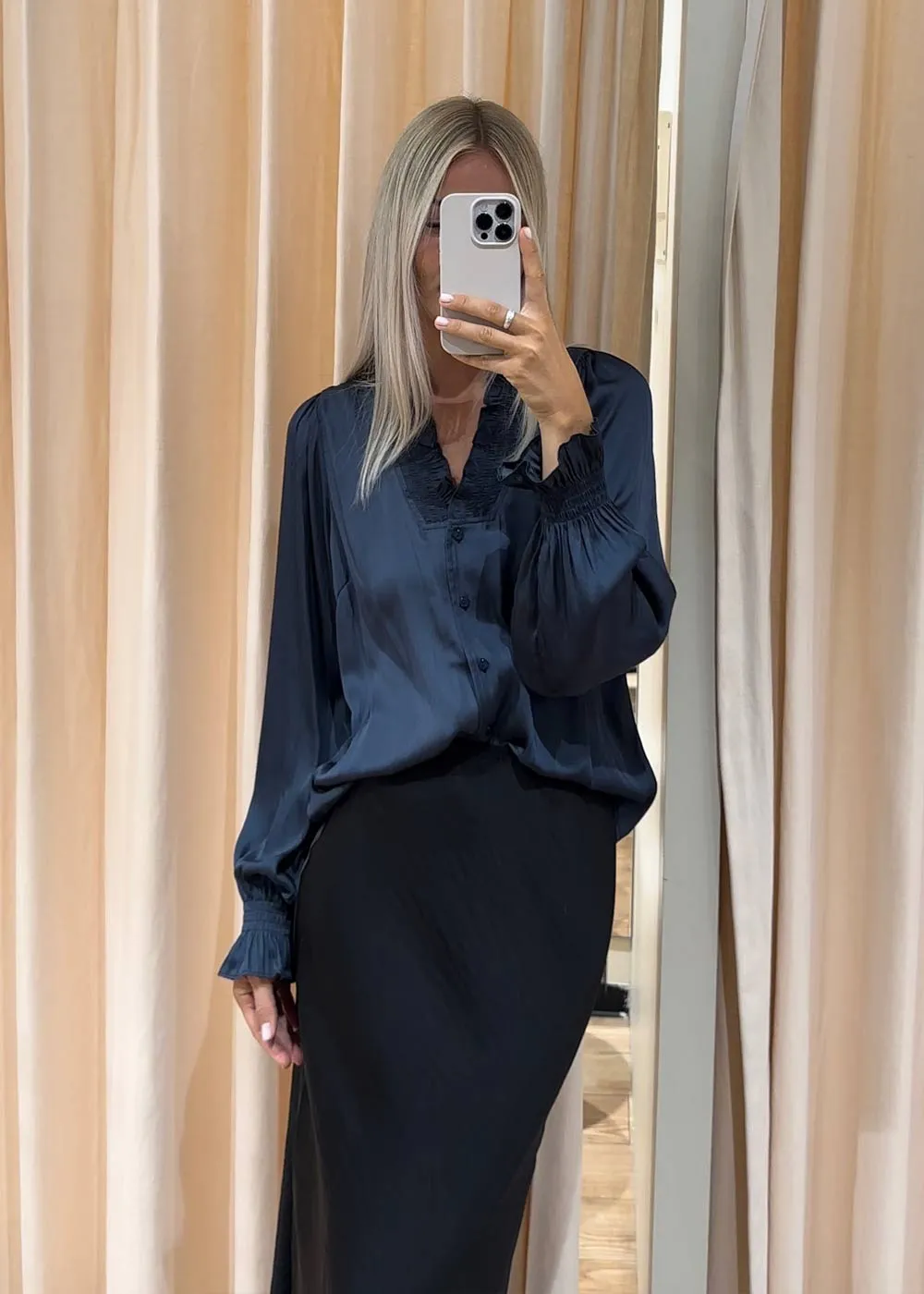 Brielle Satin Blouse - Midnight Blue