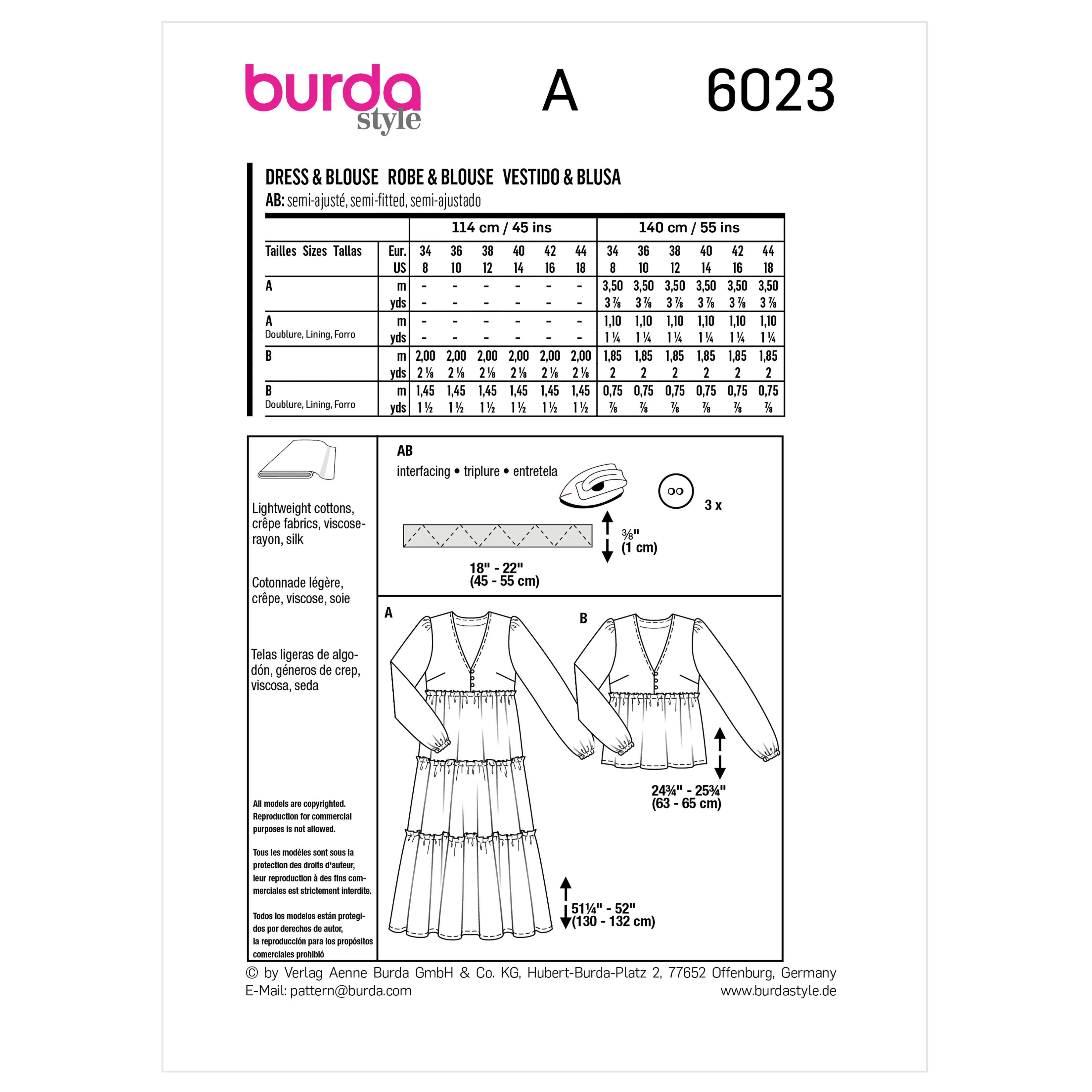 Burda Pattern 6023 Misses' Dress