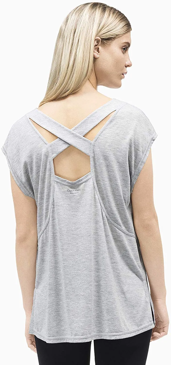 Calvin Klein Performance Women's Crisscross Back T-Shirt, Grey, S