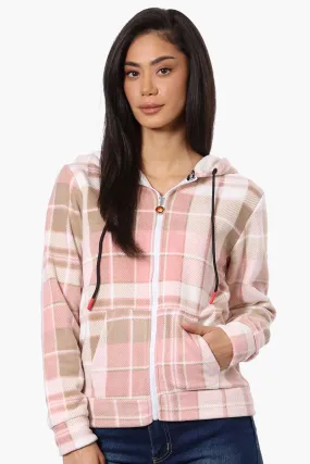 Canada Weather Gear Plaid Fleece Hoodie - Pink