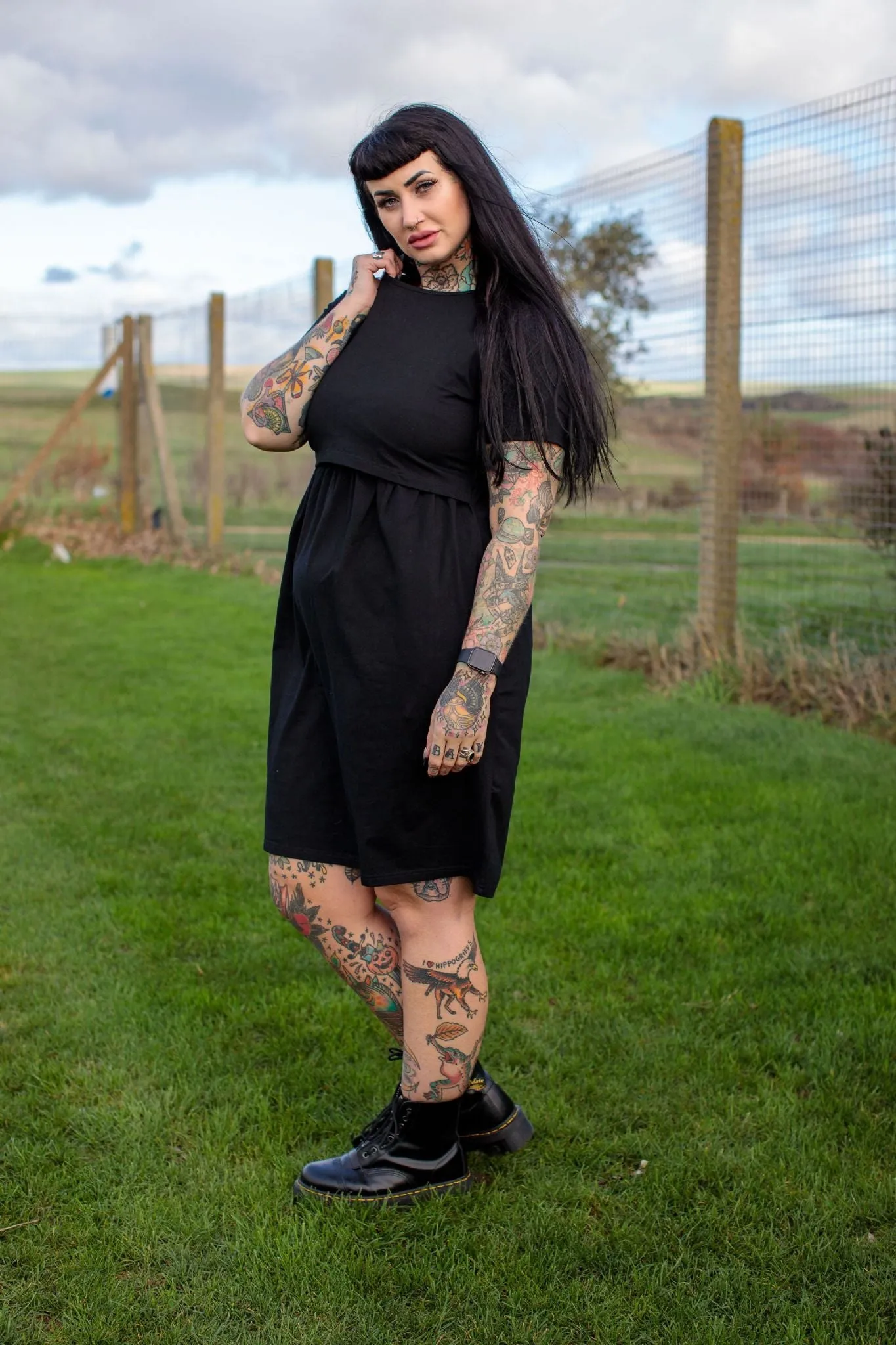 Casey Black Breastfeeding Skater Dress