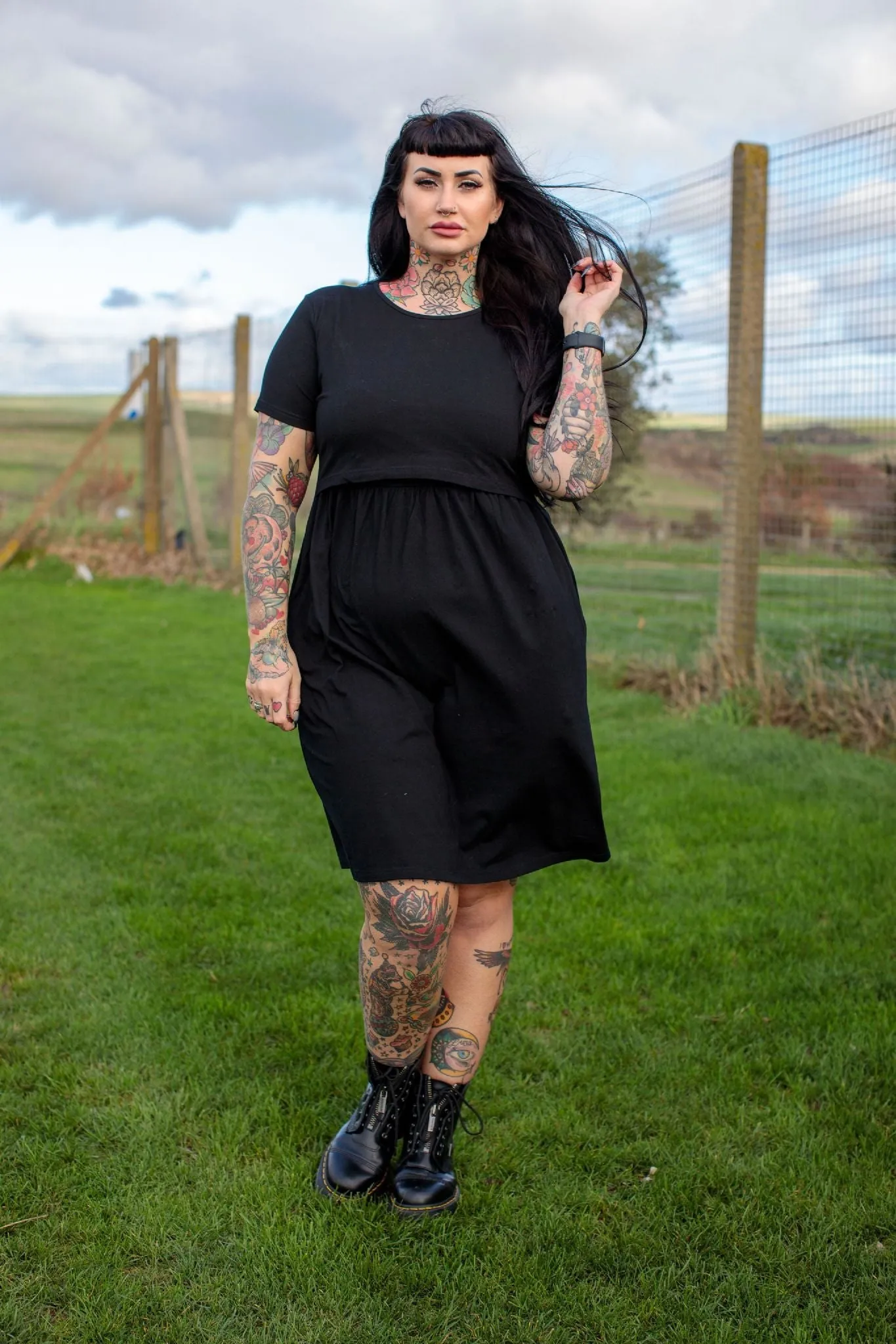 Casey Black Breastfeeding Skater Dress