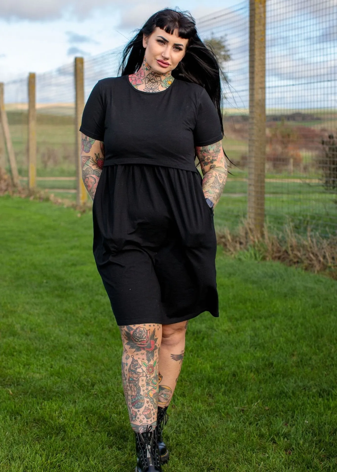 Casey Black Breastfeeding Skater Dress