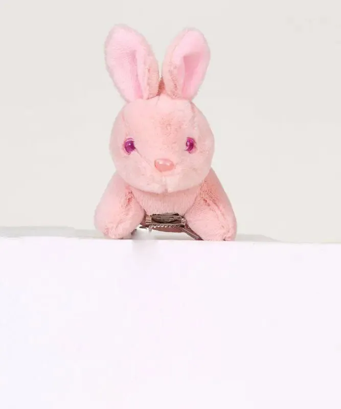 Chic Pink Alloy Chain Plush Rabbit Brooches ML1262