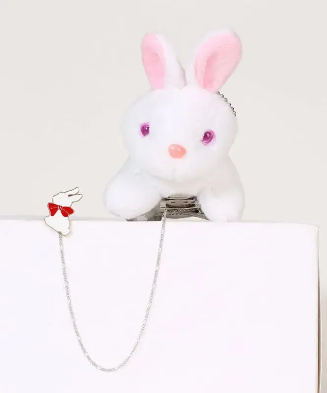 Chic Pink Alloy Chain Plush Rabbit Brooches ML1328