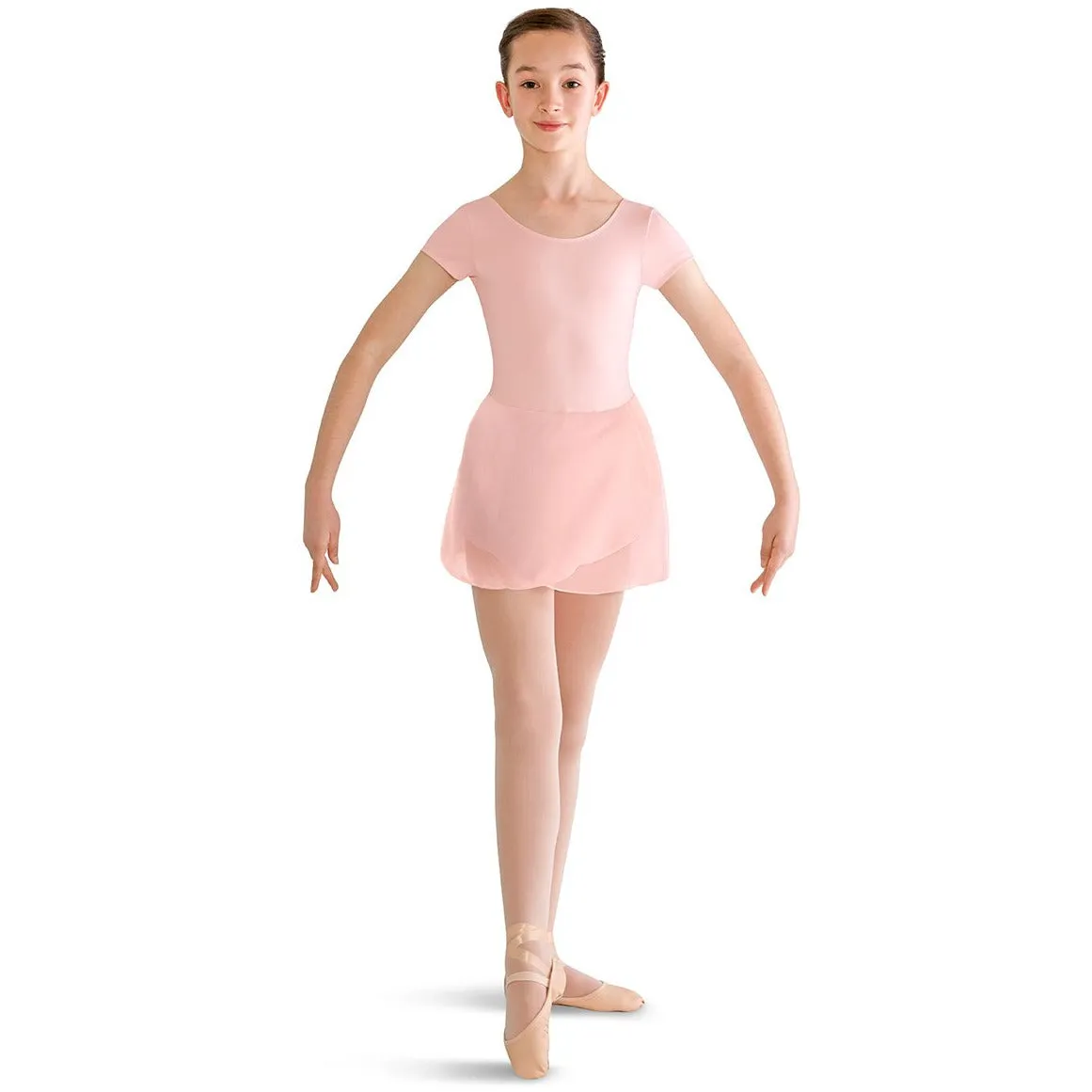 Child Basic Short Sleeve Dance Dress - Light Pink