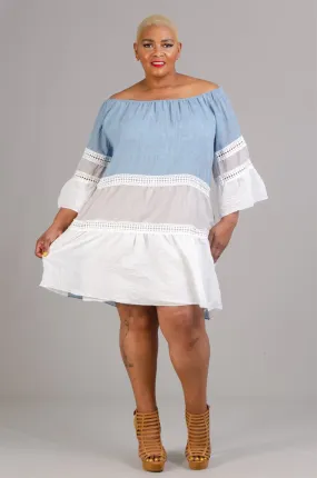 Colorblock Tier Gauze PlusSize Dress