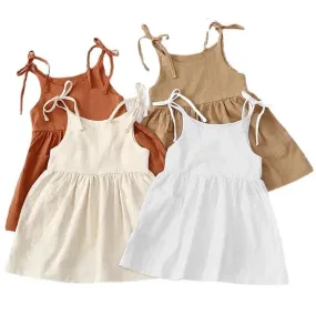 Cotton Summer Dress with Pockets: Stylish A-Line for Little Girls