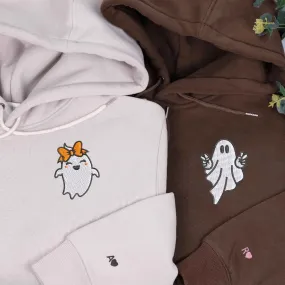 Custom Embroidered Ghost Couple Hoodies | Cute Halloween Matching Sweatshirts