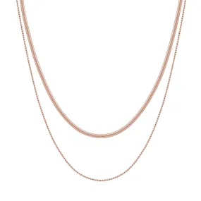 Delicate Layered Necklace Snake Chain Rose Gold