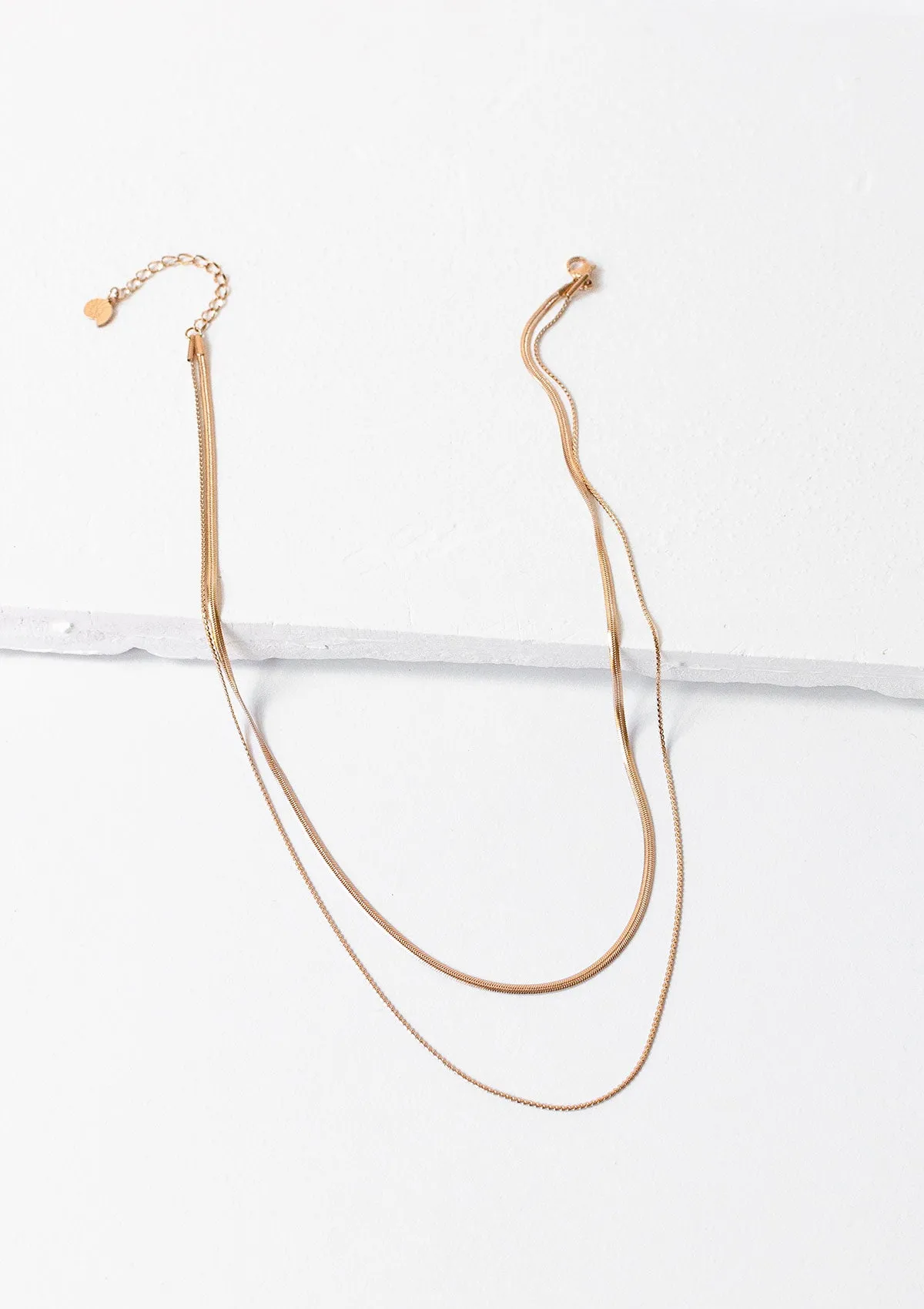 Delicate Layered Necklace Snake Chain Rose Gold