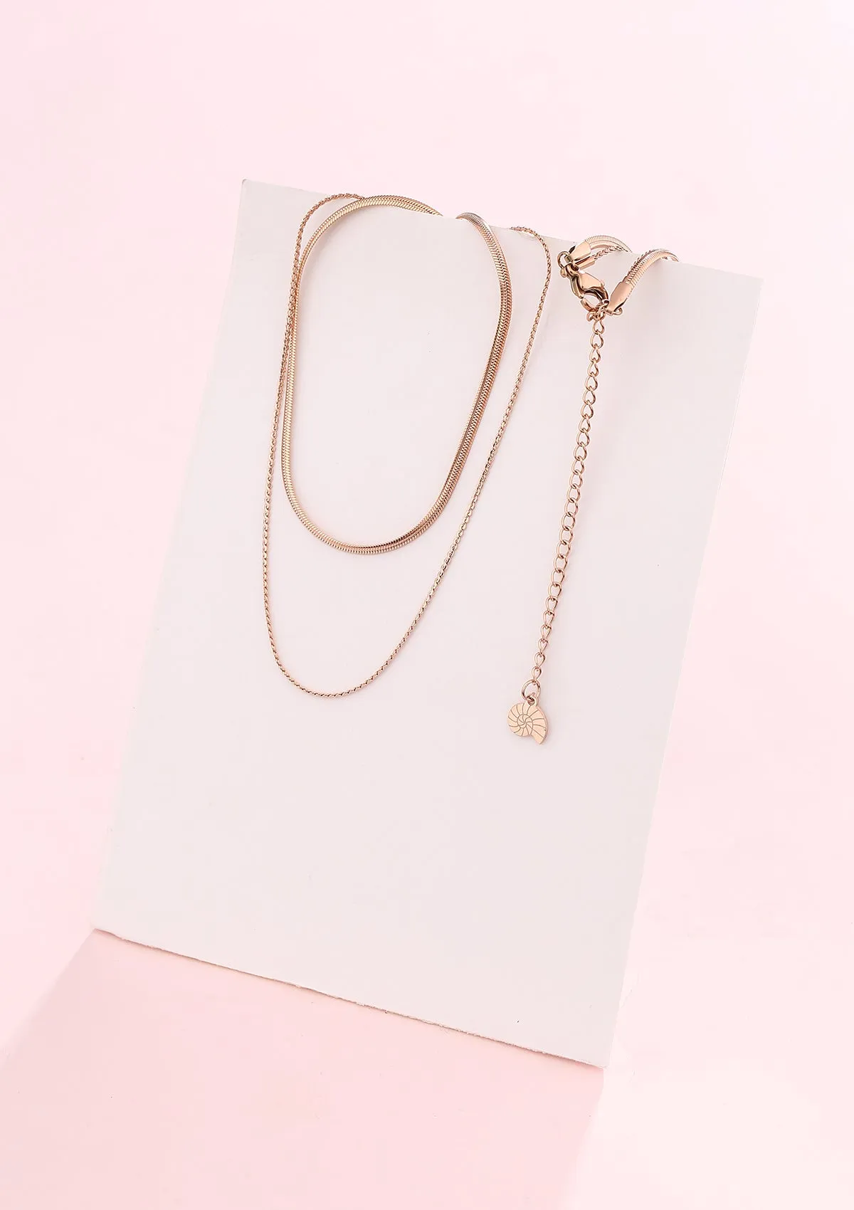 Delicate Layered Necklace Snake Chain Rose Gold