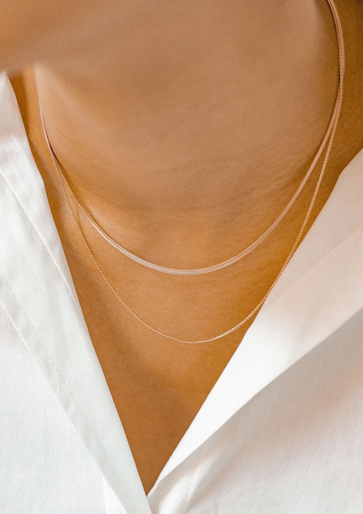 Delicate Layered Necklace Snake Chain Rose Gold