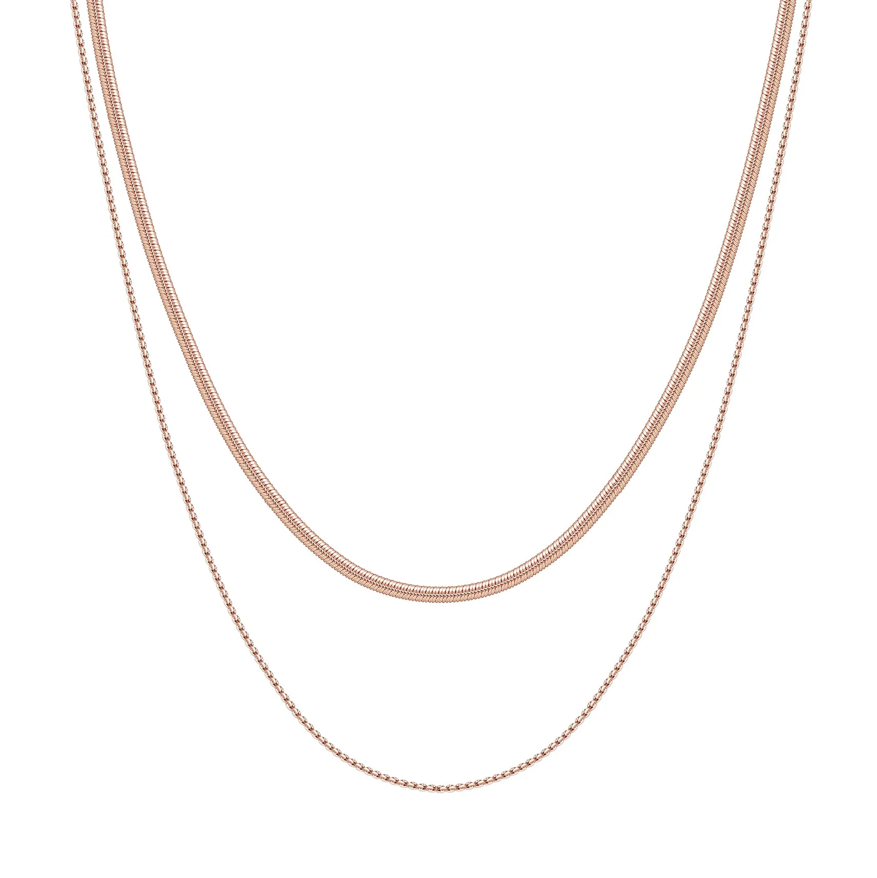 Delicate Layered Necklace Snake Chain Rose Gold