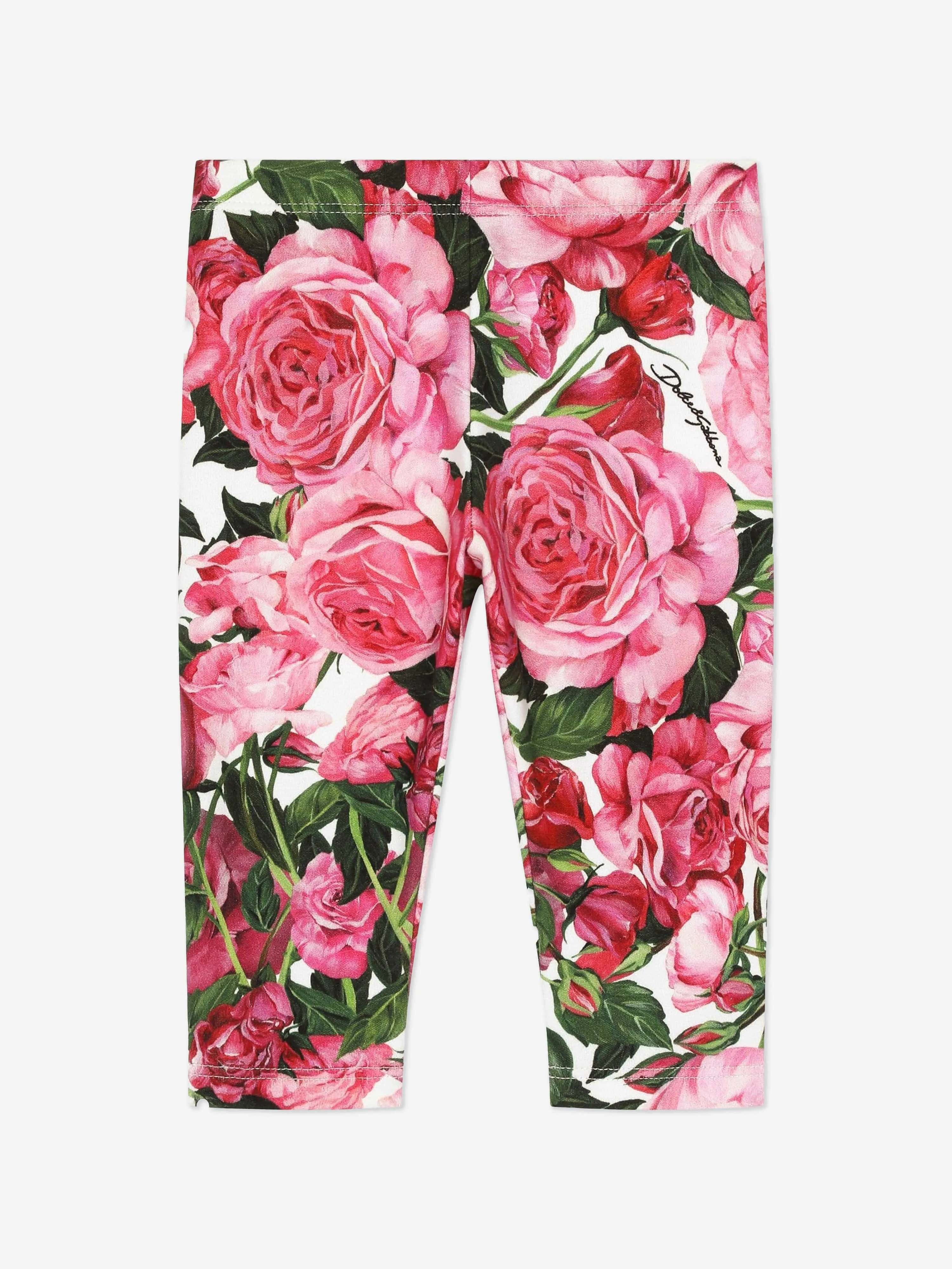 Dolce & Gabbana Baby Girls Rose Print Leggings in Pink