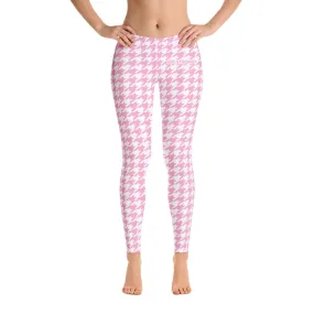 ELEVATED ESSENTIALS, SLIM AND SCULPT LEGGING PINK WHITE HOUNDSTOOTH