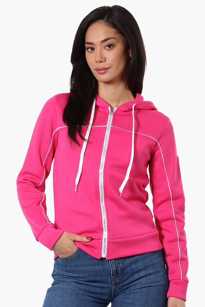 Fahrenheit Piping Detail Zip Up Hoodie - Pink