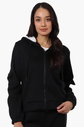 Fahrenheit Sherpa Lined Hood Zip Up Hoodie - Black