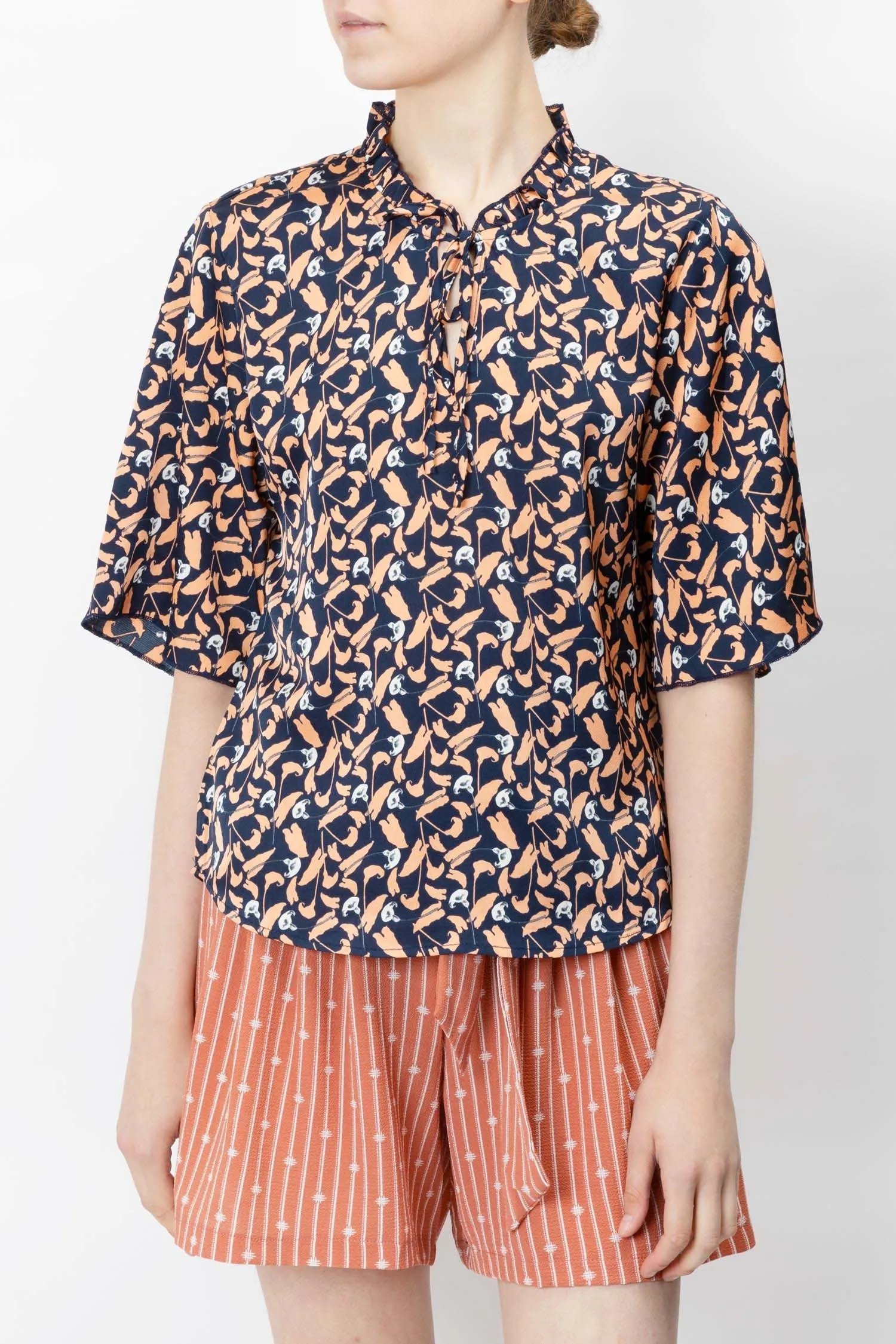 Floral Printed Tie-neck Blouse