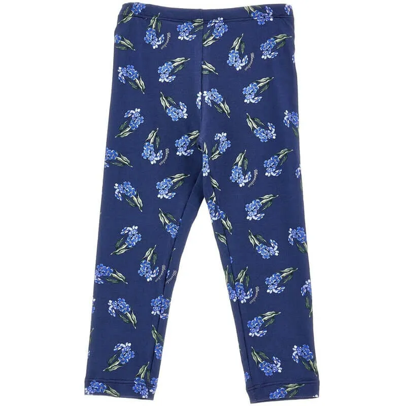 Girls Blue Floral Leggings