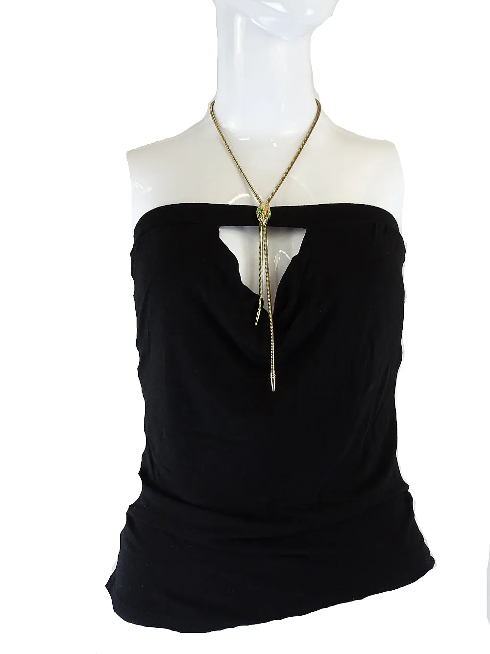 Grab Black Strapless Cutout Top with Gold Snake Detailing S