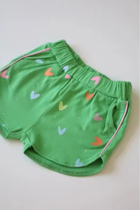 Green Hearts-Baby-Girls-Shorts