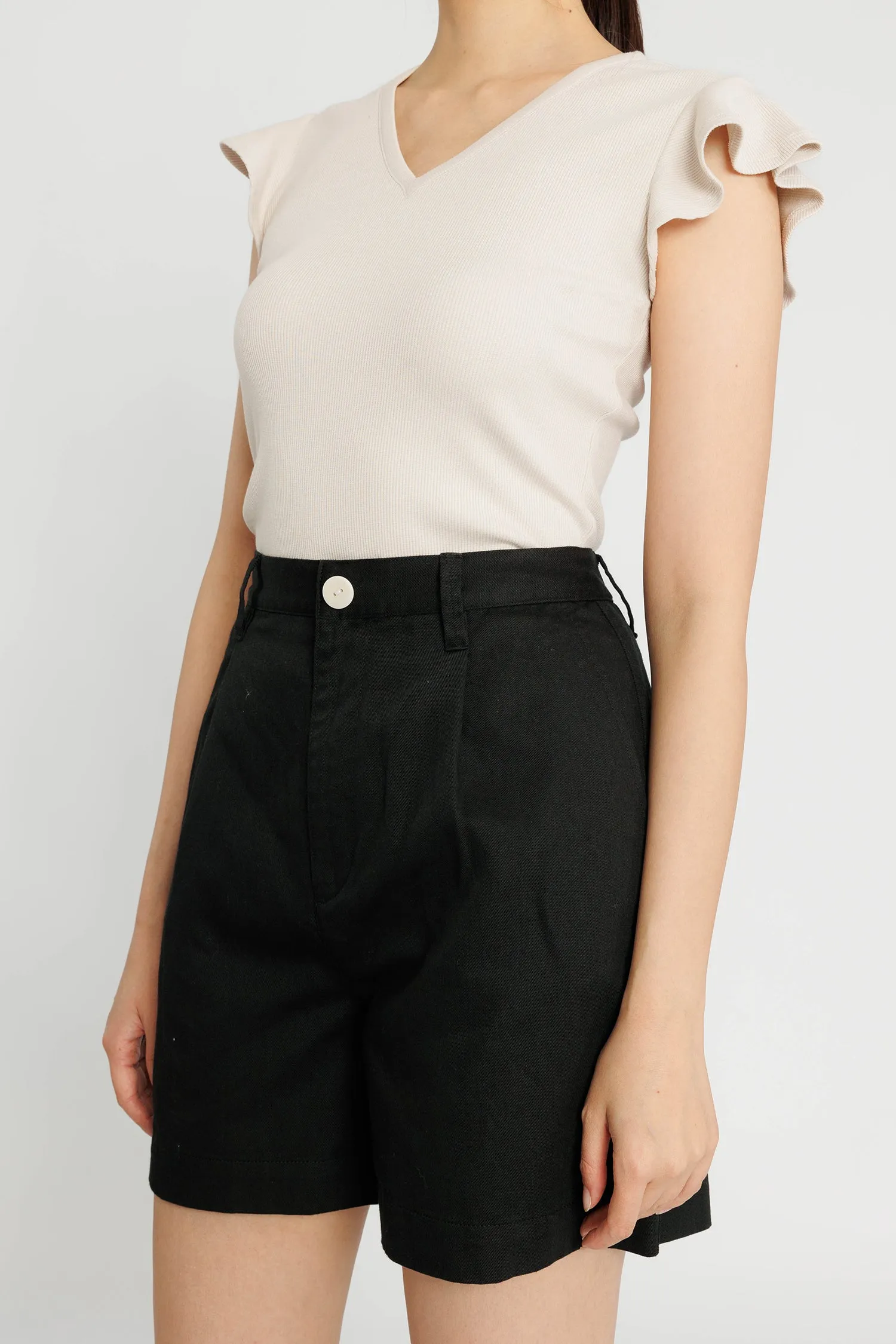 High-waist Tailored Shorts - Black