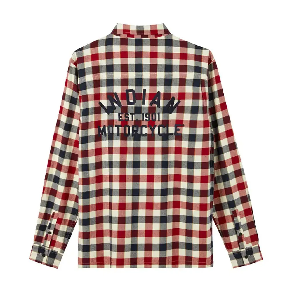 Indian Motorcycle  Mens Iowa Plaid Shirt Soft Durable Comfortable Cotton Red