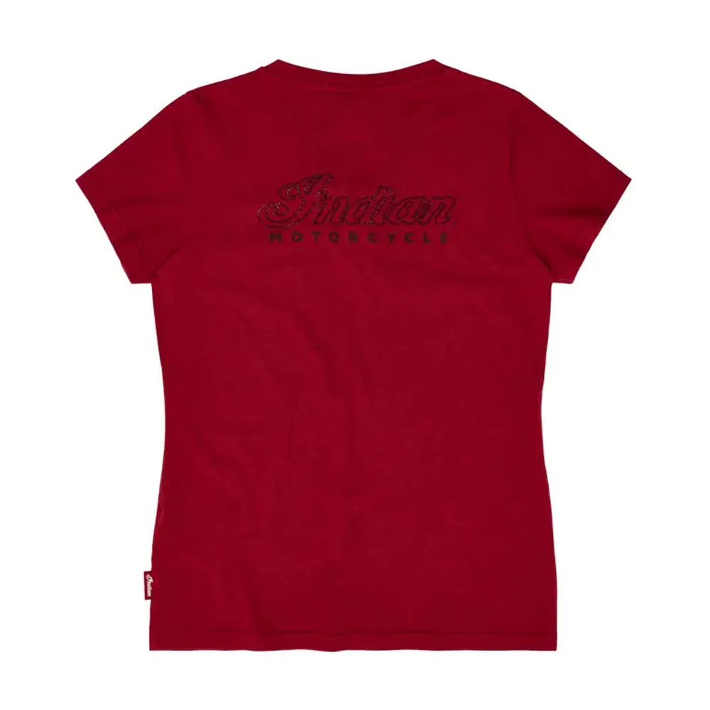 Indian Motorcycle  Polaris Womens Script Diamante T-Shirt Tee Soft Lightweight Comfortable