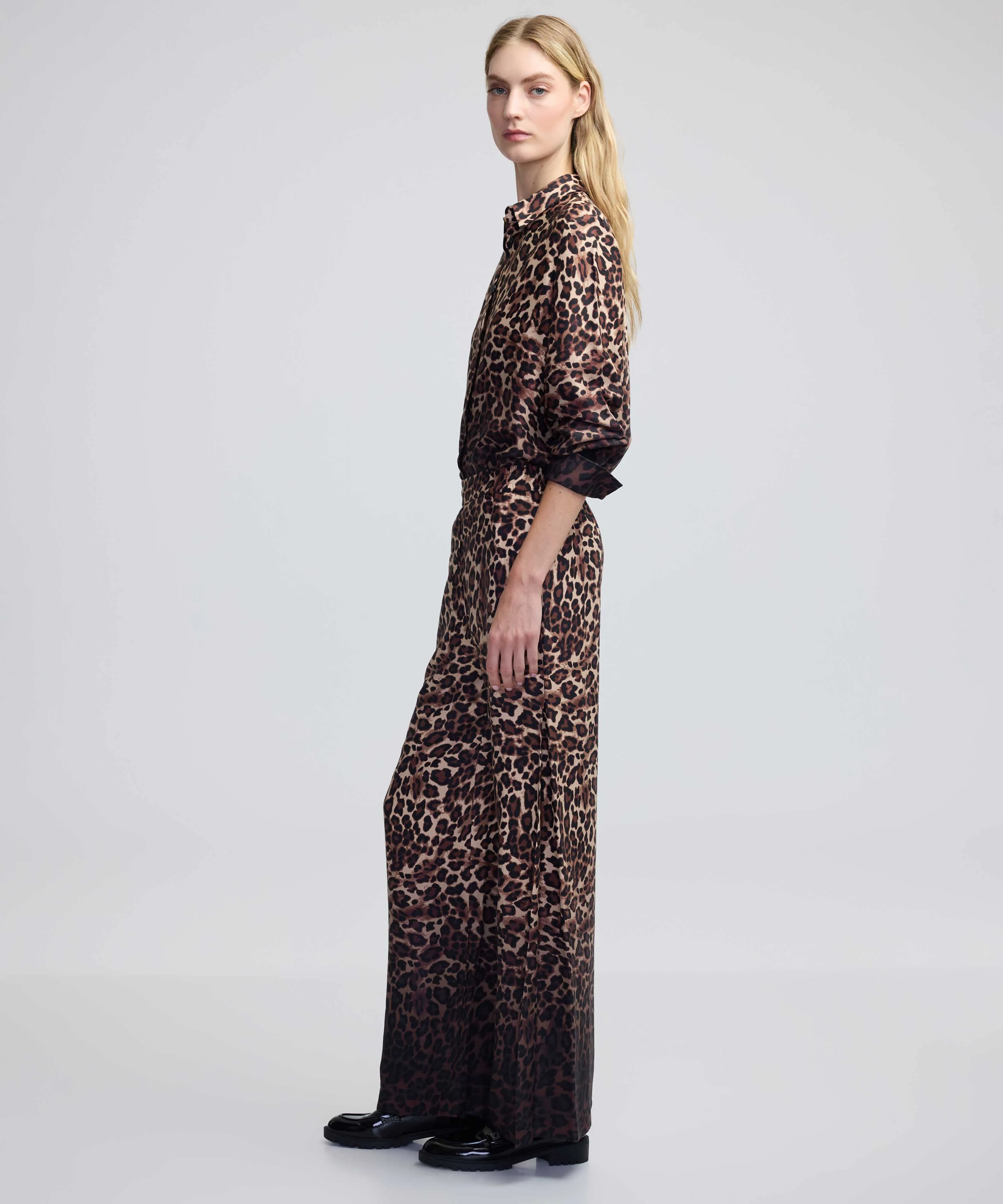 Ipekyol Leopard Pattern Trousers With Gradient Color Transitions Brown