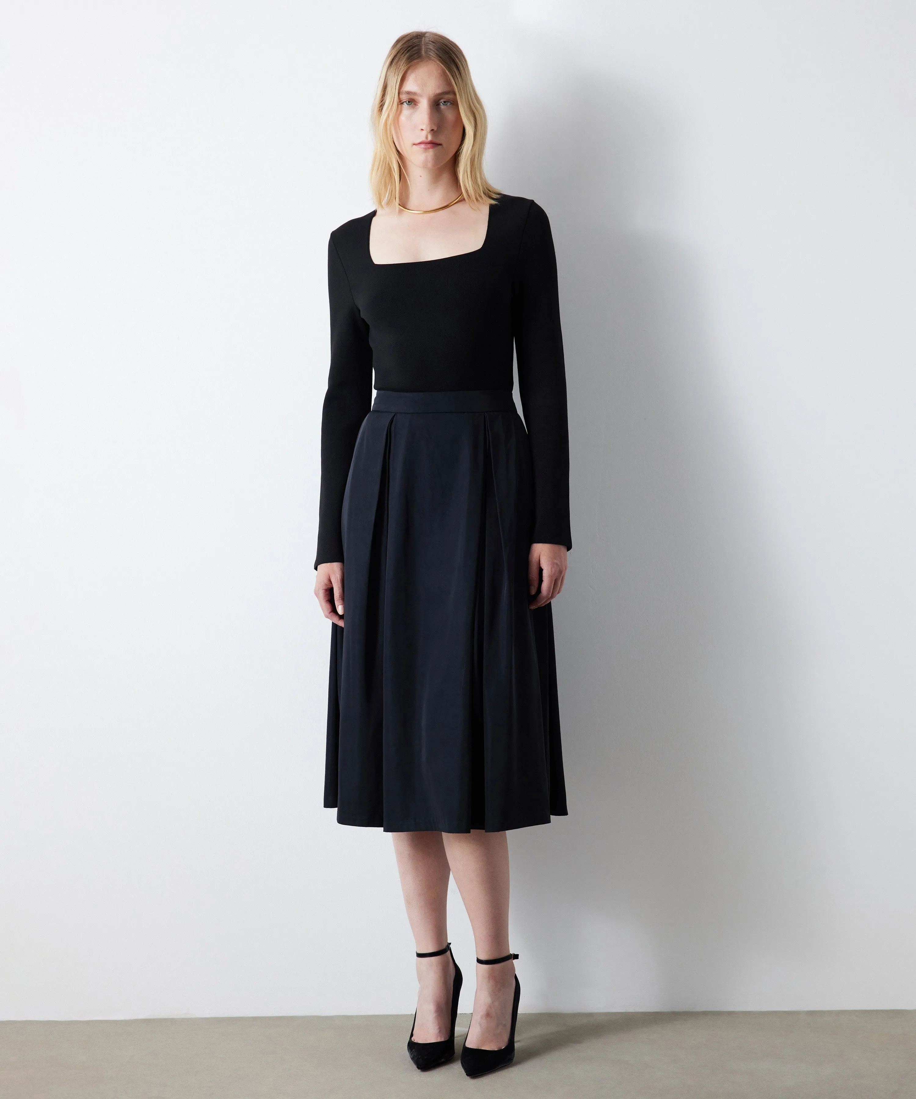 Ipekyol Solid Midi Flared Skirt Black