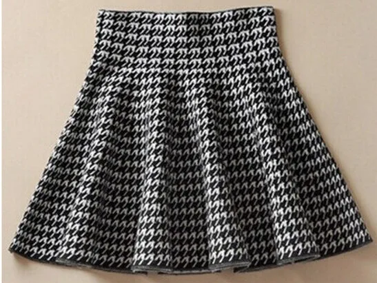 Korean Knitted Skirt High Waist Flare Pleated Casual All-Matching Women Elastic Stretchable Skirt